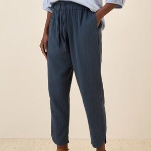 Pact Women's French Navy Coastal Double Gauze Tapered Pull-On Pant